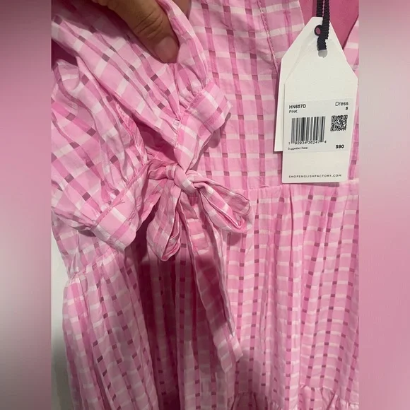 English Factory Gingham Midi Dress In Pink | size S - Picture 7 of 10